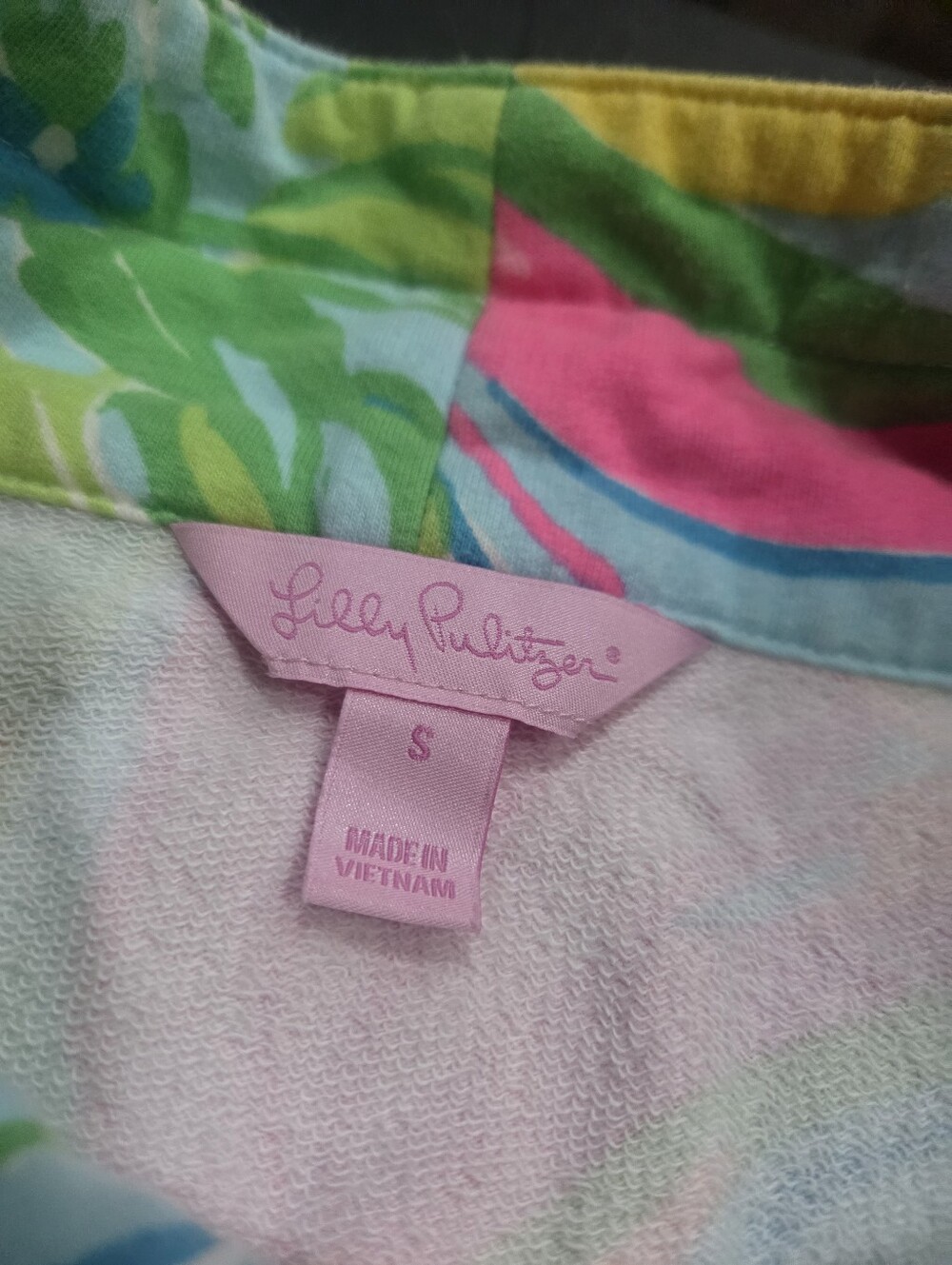 Lilly Pulitzer Pink & Green Floral Half-Zip Pullover Sz.S Women's - Picture 5 of 9
